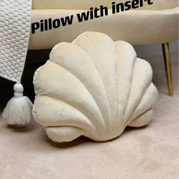 NNESN Seashell Shaped Decorative Pillow - Beige, 100% Polyester Fabric, 10x38x28 cm