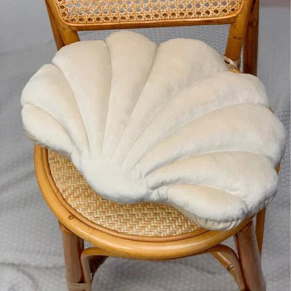 NNESN Seashell Shaped Decorative Pillow - Beige, 100% Polyester Fabric, 10x38x28 cm