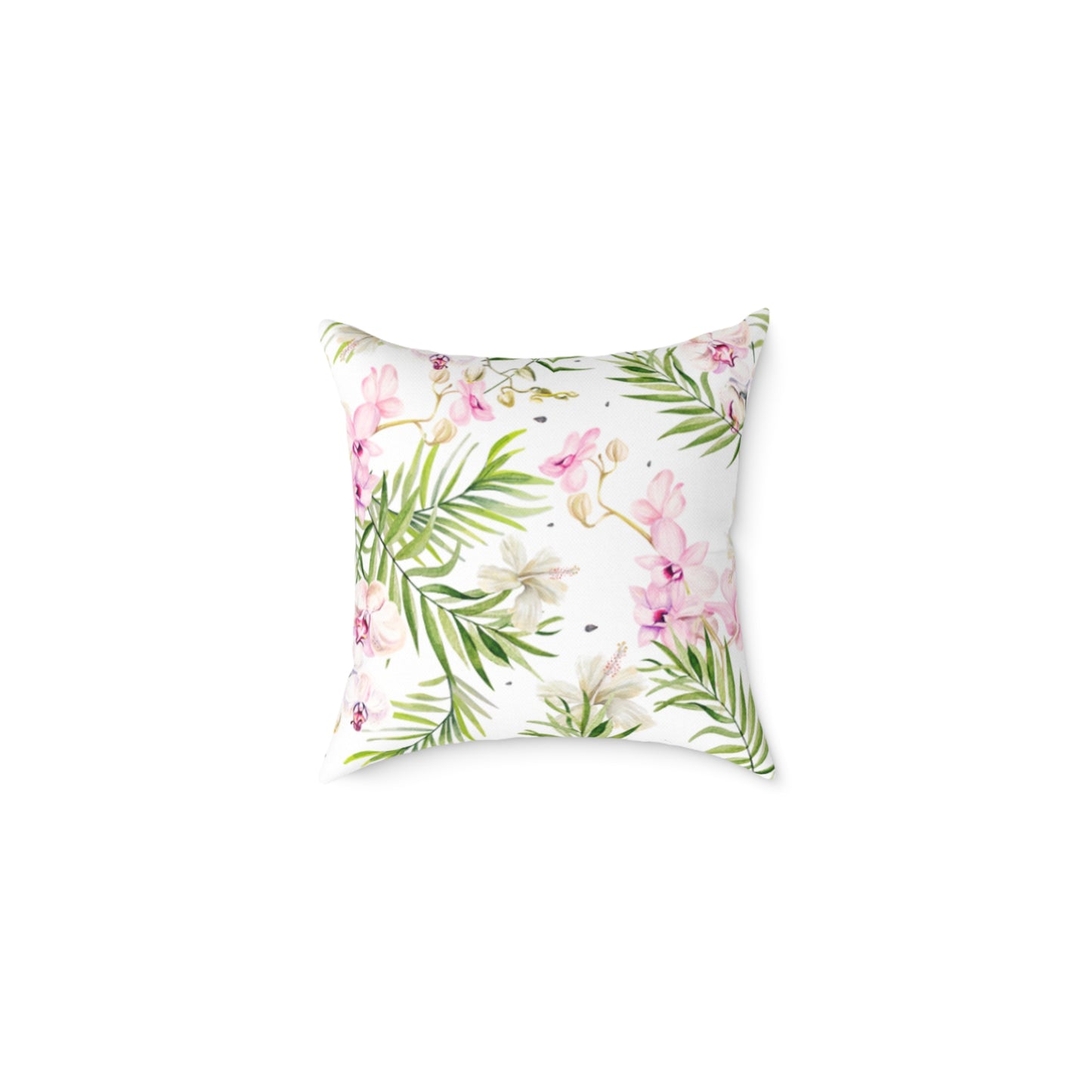 Tropical Floral Throw Pillow – Pink and Green Coastal Decor