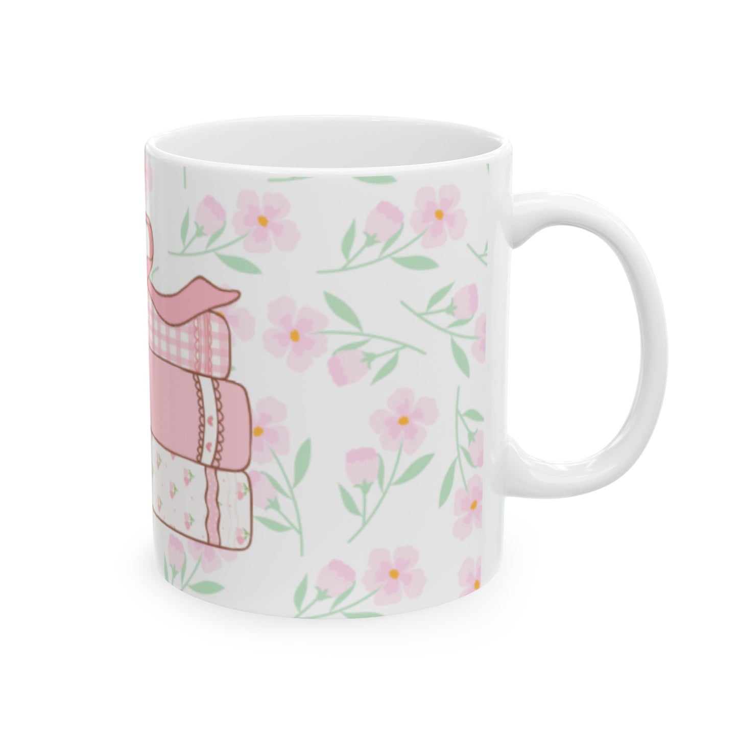 Cute Coffee Mug for teachers with bow and book design