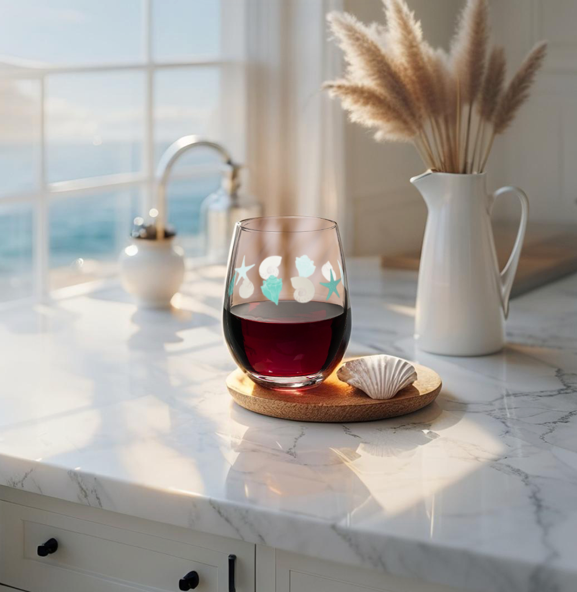 Seashell Wine Glasses – Coastal Chic Glassware for Elegant Beach-Inspired Entertaining