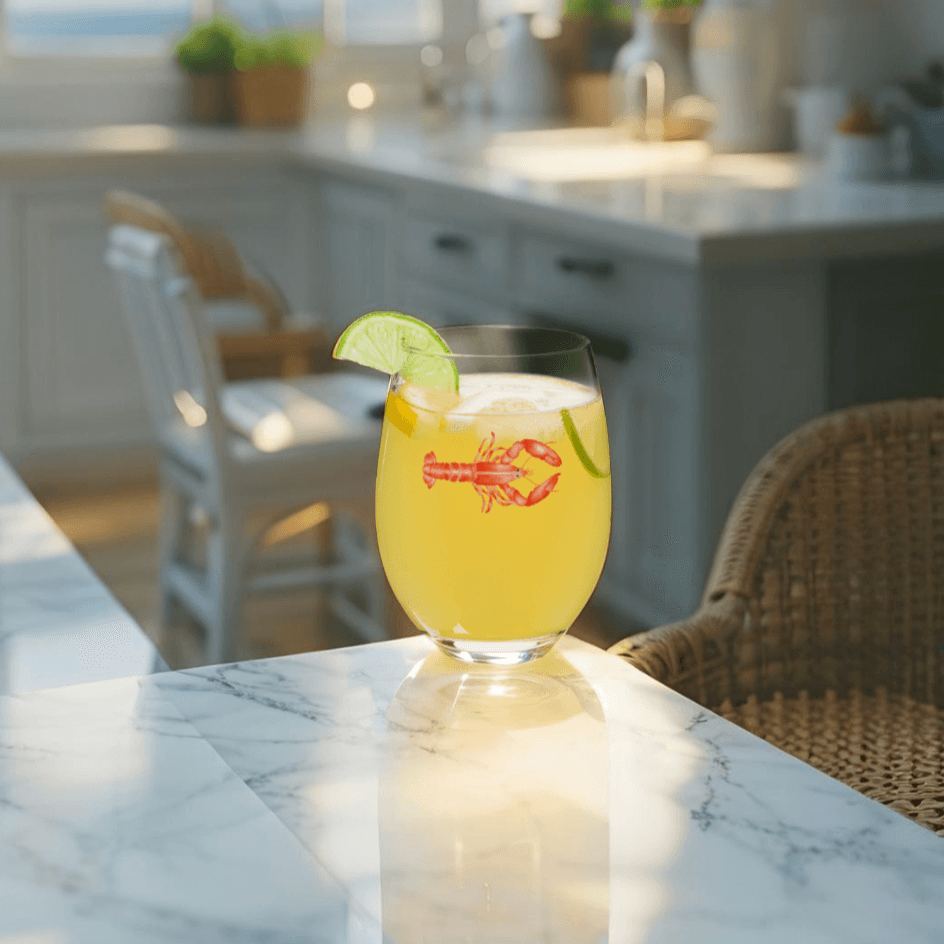 Beach-themed lobster wine glass perfect for summer parties and outdoor dining