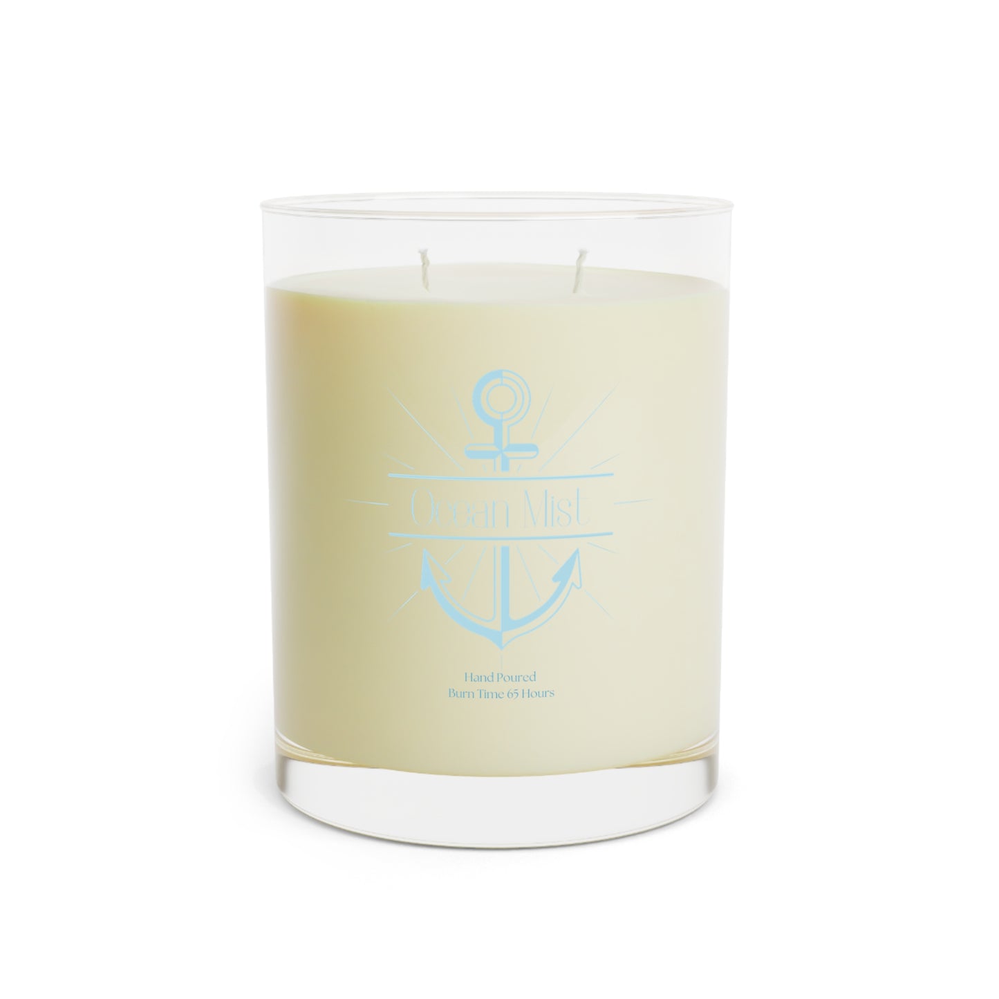 Hand-poured Ocean Mist Candle with a long-lasting clean and fresh scent.