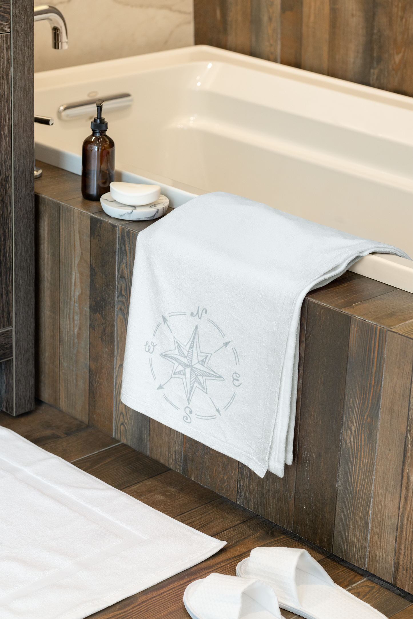 Blue coastal bath towel with soft texture, ideal for your beach-inspired bathroom decor
