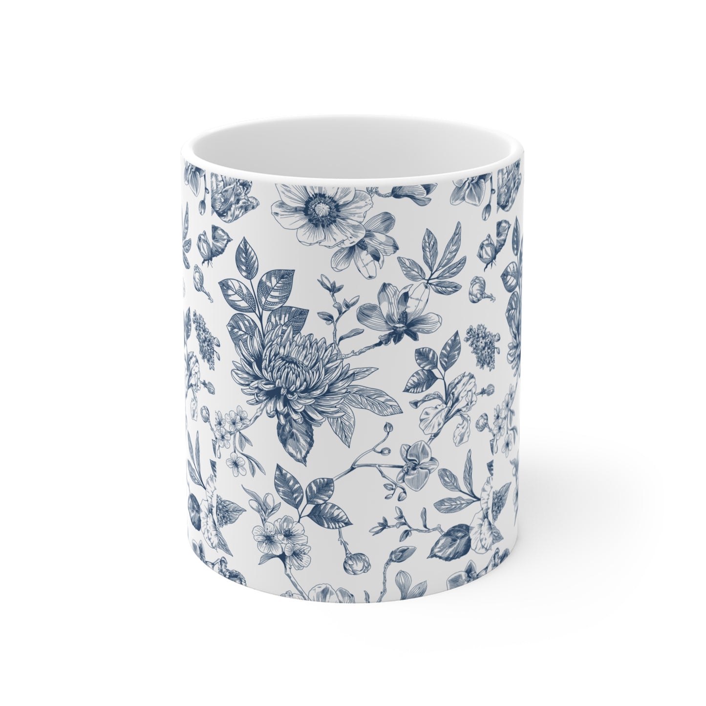 Blue and white tea cup with vintage charm