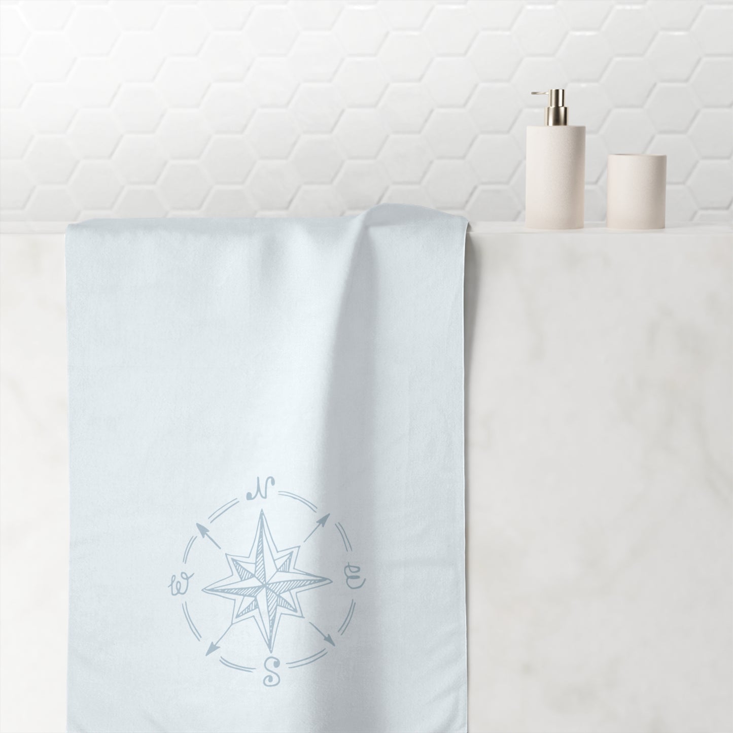 Coastal bath towel in ocean blue, perfect for adding a relaxing beach vibe to your bathroom