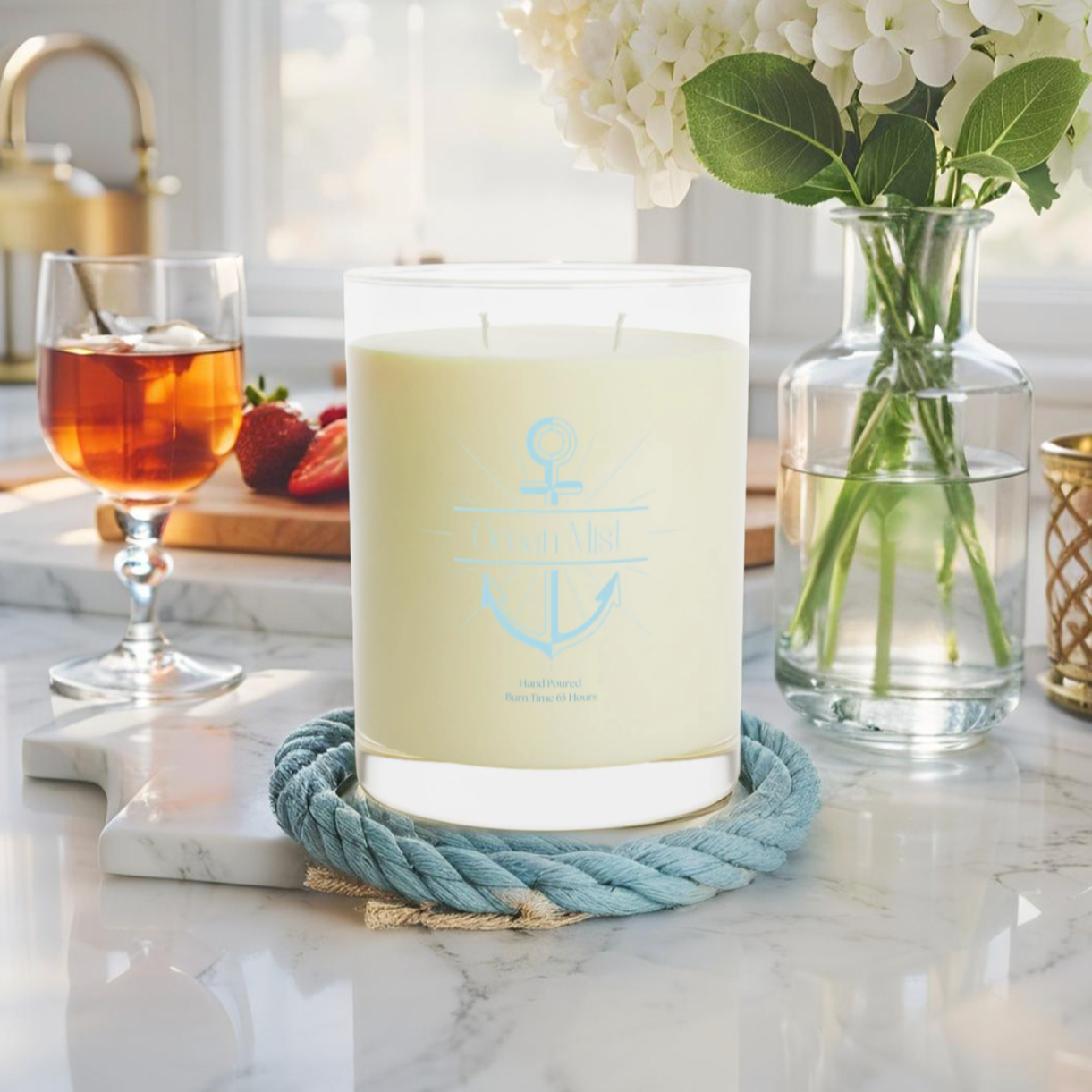 Scented ocean candle for coastal living