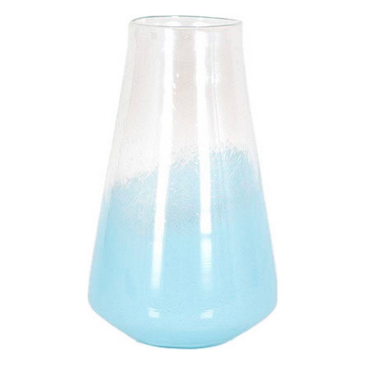 Coastal-inspired blue vase used as a tabletop centerpiece