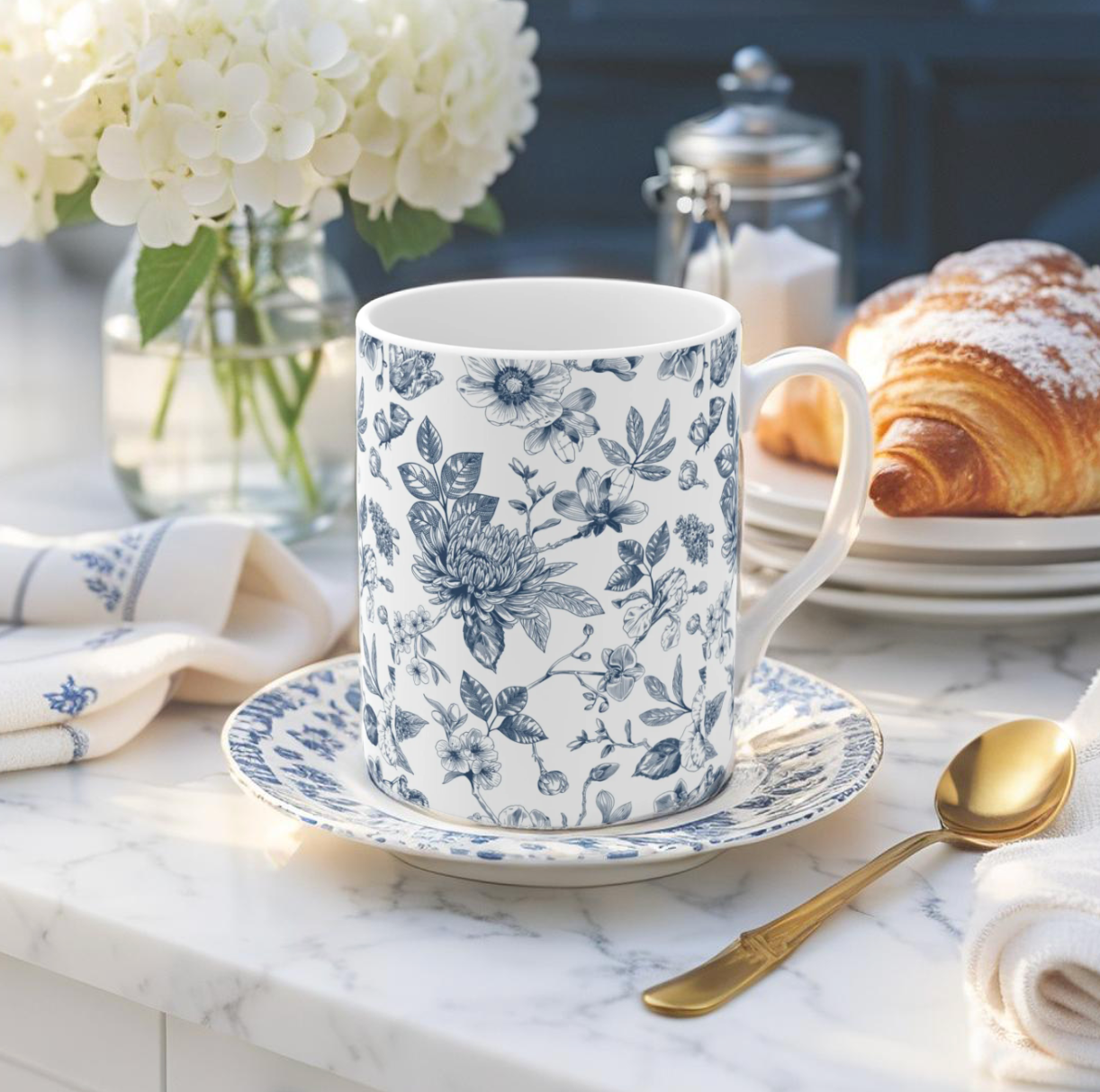 Elegant oriental-style porcelain mug