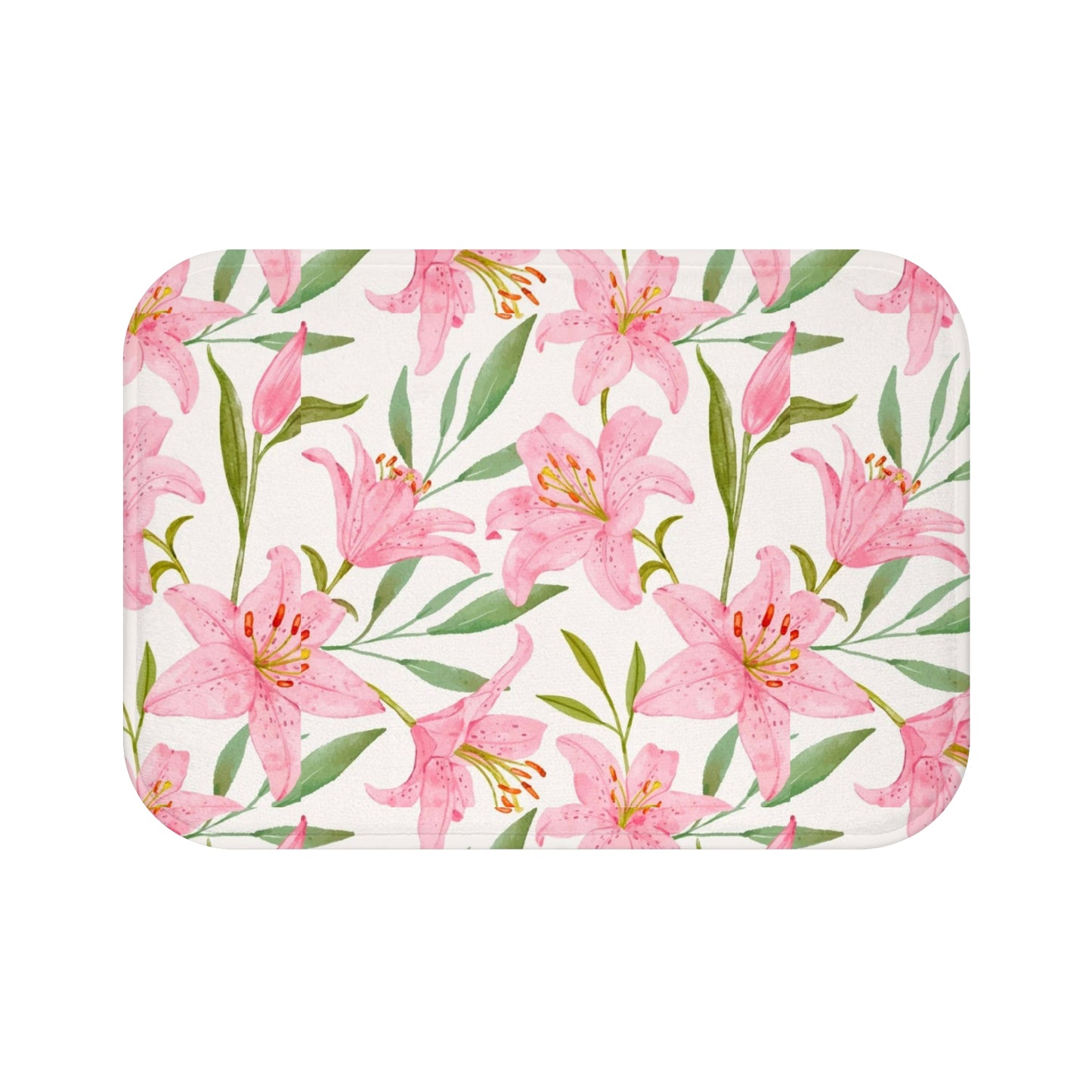 Elegant peony floral bath mat, offering a luxurious and timeless bathroom accent