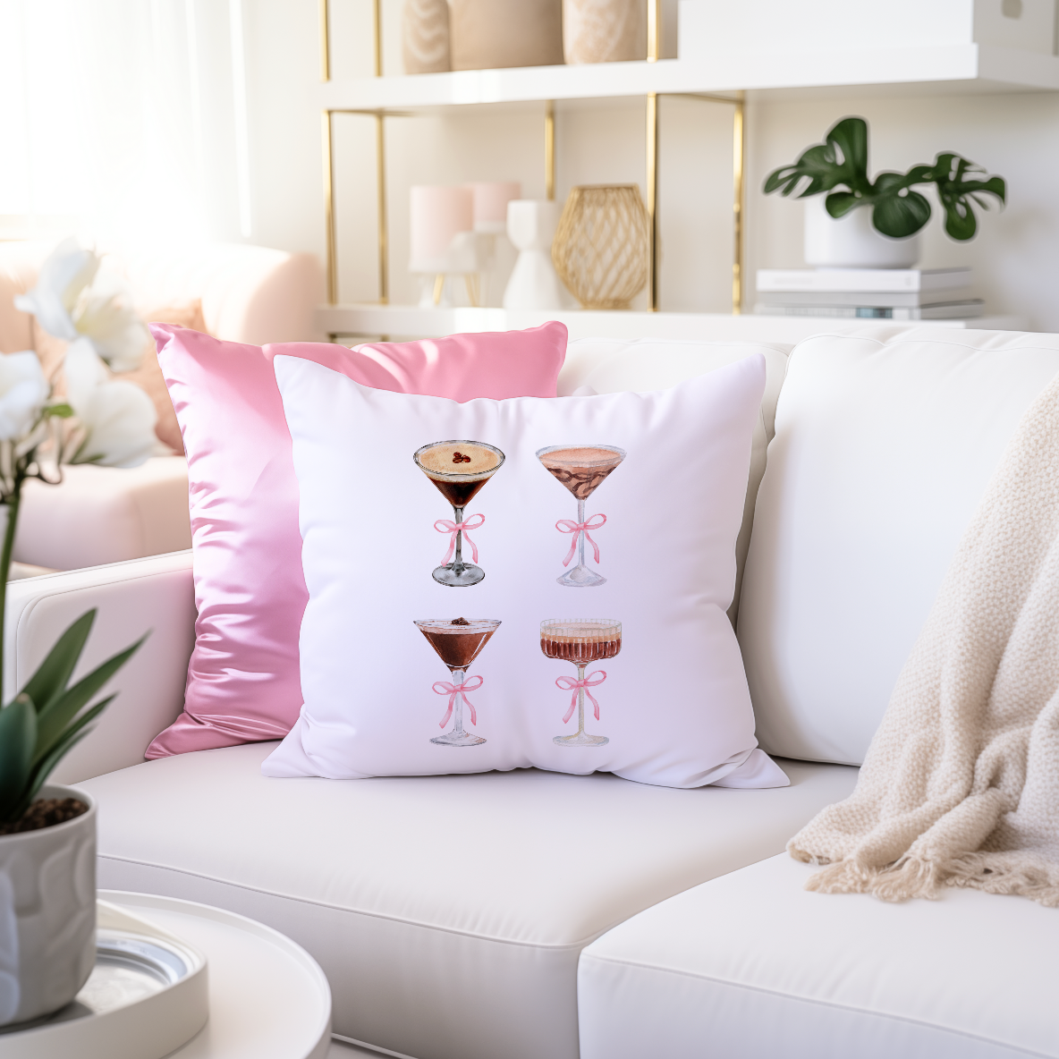 Lighten up your room with this cute espresso martini throw pillow