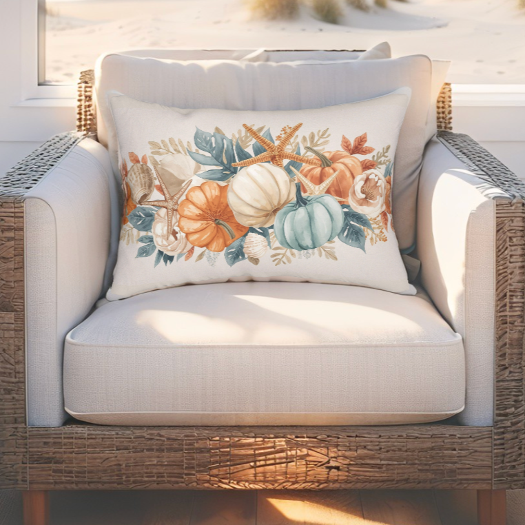 Decorative pillow with autumn fall design