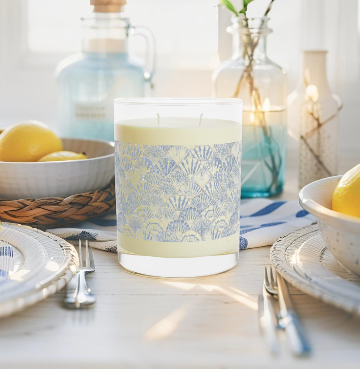 Scented ocean candle with fresh marine aroma