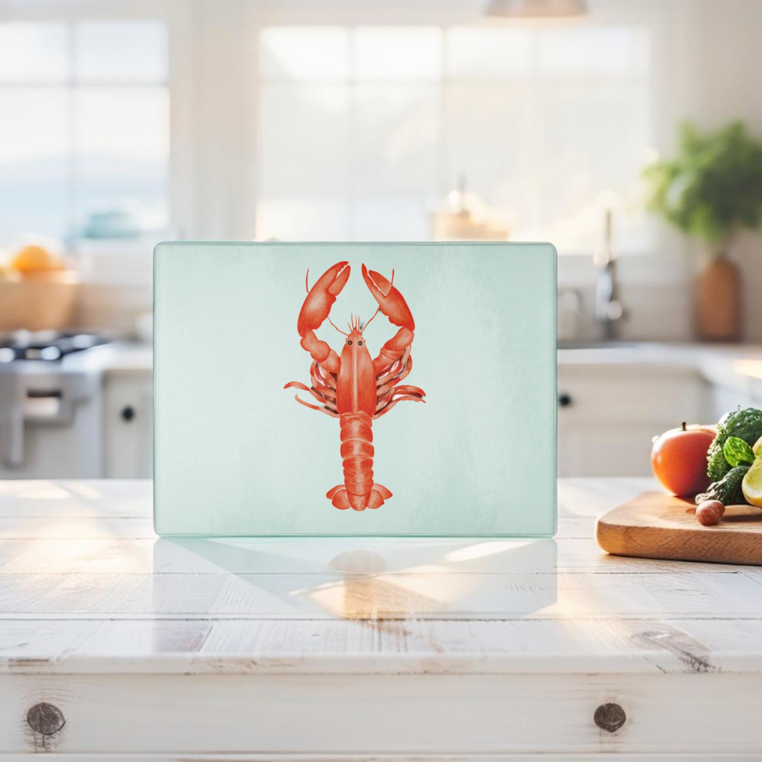 nautical lobster glass cutting board