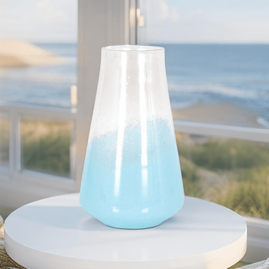 Elegant glass vase perfect for coastal or ocean-inspired home decor