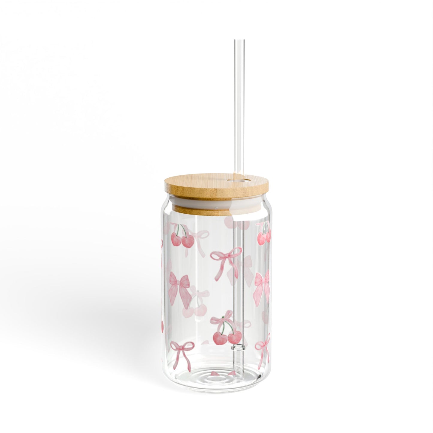 Minimalist sipper glass featuring a simple cherry illustration, perfect for a sleek look
