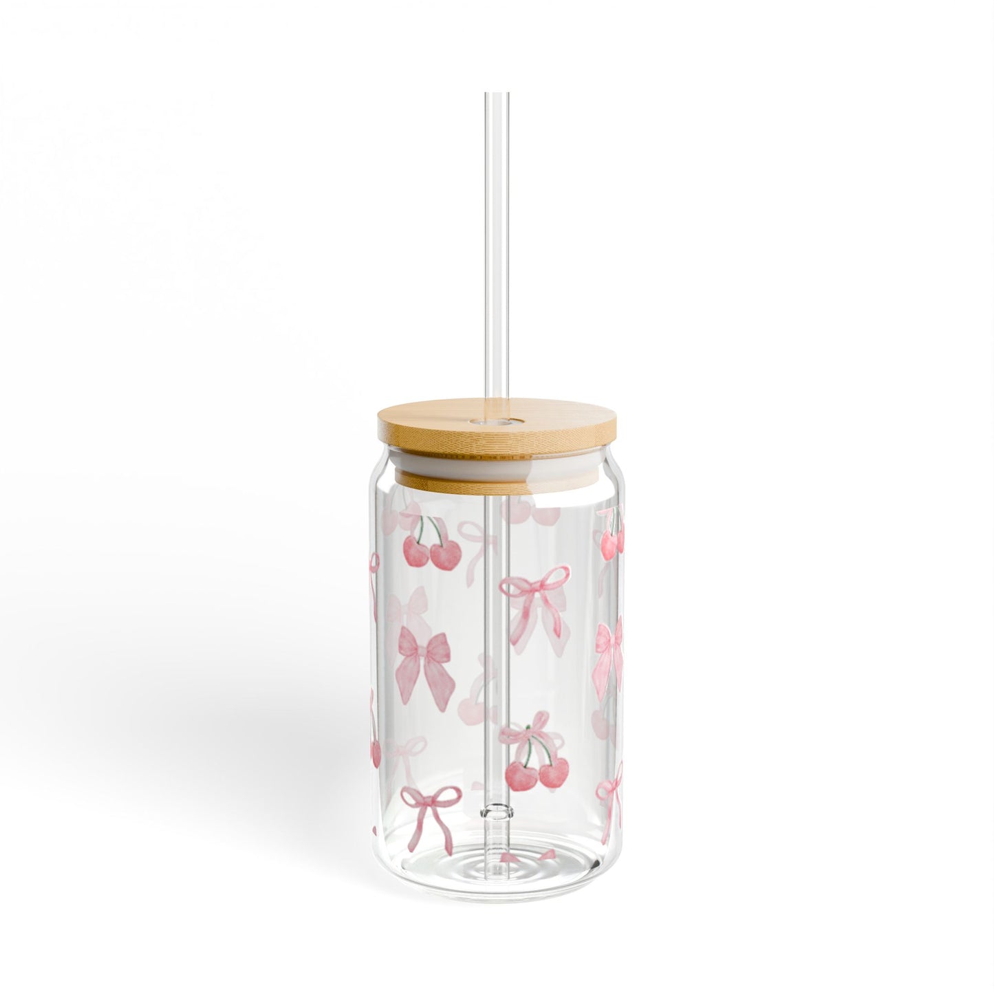 Retro-style cherry sipper glass, adding a nostalgic touch to any drinkware collection