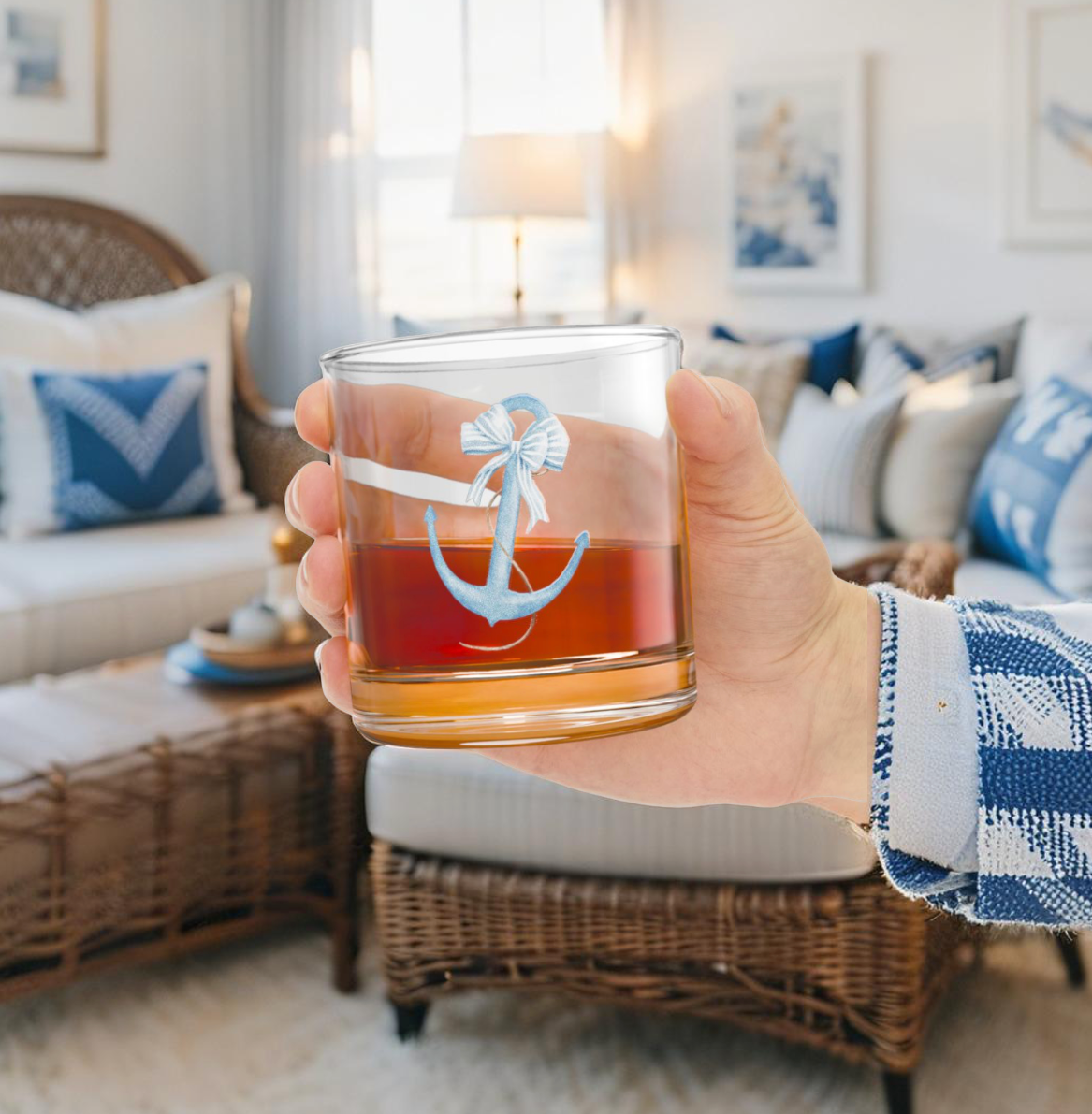 Summer drink served in nautical anchor cocktail glass