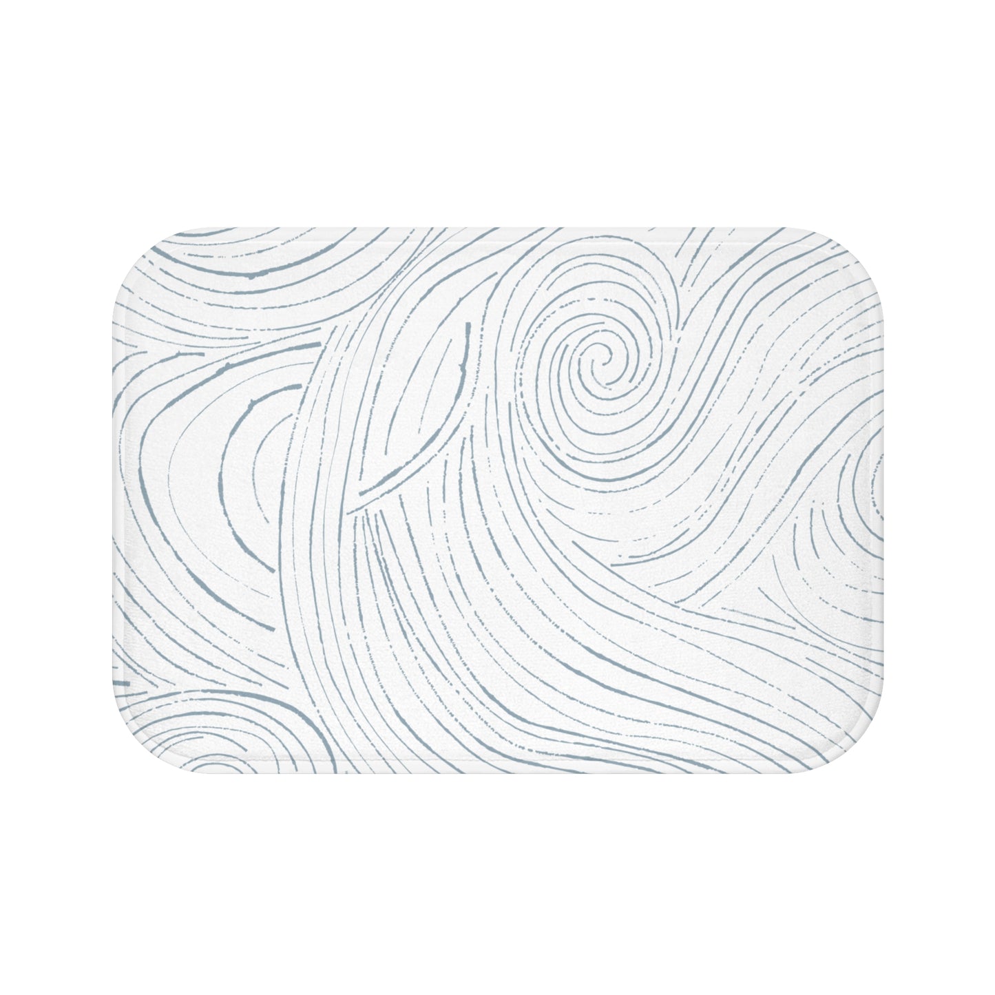 Beach-inspired bath mat featuring ocean waves and soft sand tones