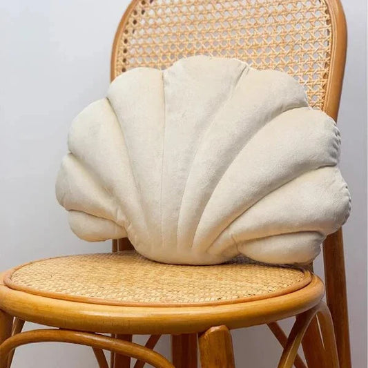 NNESN Seashell Shaped Decorative Pillow - Beige, 100% Polyester Fabric, 10x38x28 cm
