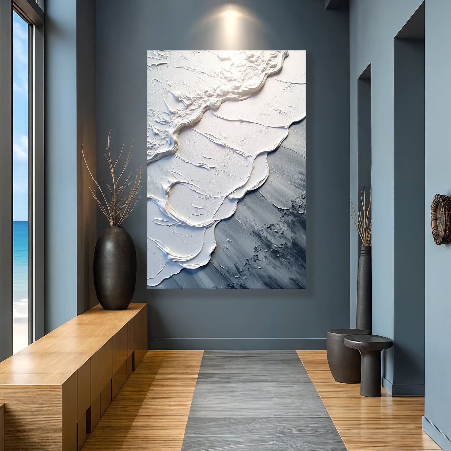 Abstract Minimalist Wave Impasto Wall Art II-2