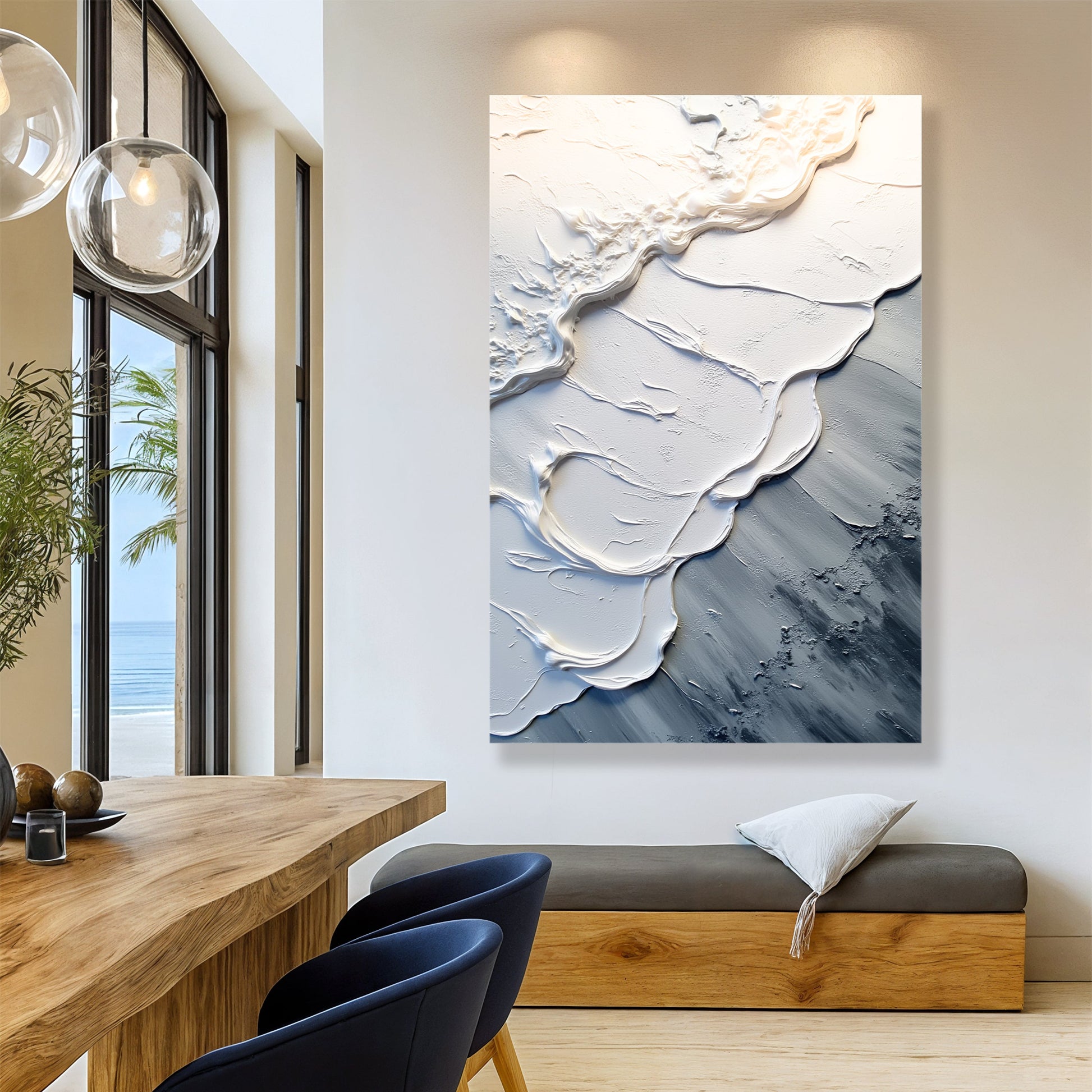 Abstract Minimalist Wave Impasto Wall Art II-0