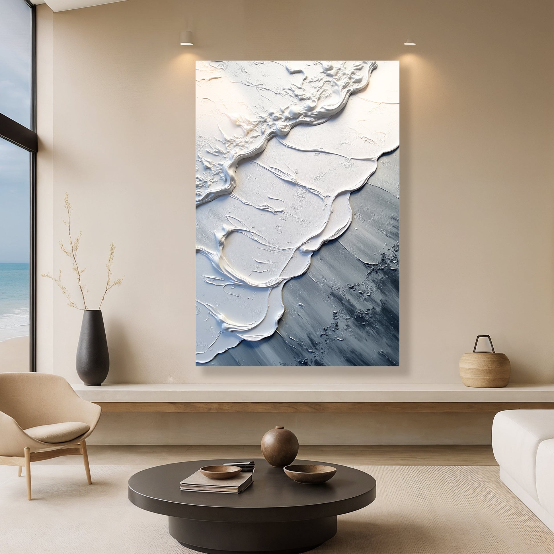 Abstract Minimalist Wave Impasto Wall Art II-3