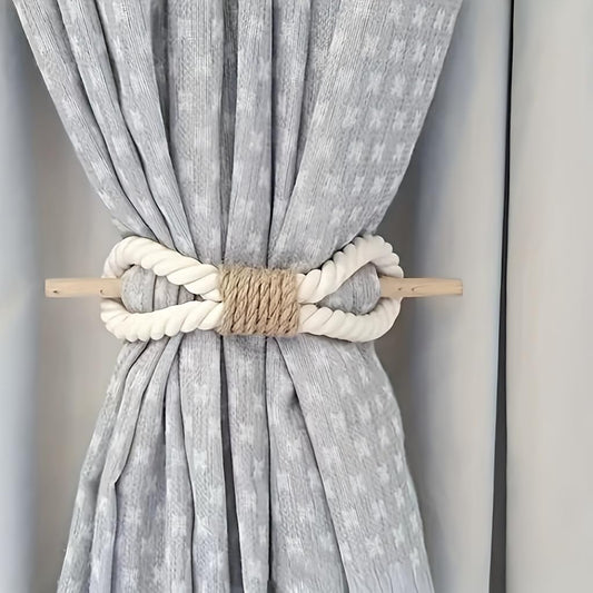 Set of coastal rope curtain ties for seaside home interiors