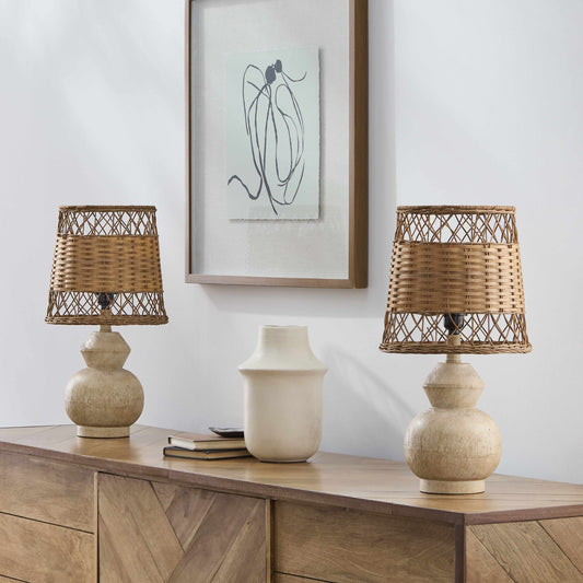 Brown Rattan Resin Table Lamp – Coastal & Boho Lighting Accent
