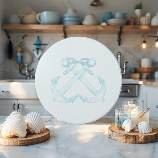 Nautical anchor drink coasters for coastal homes