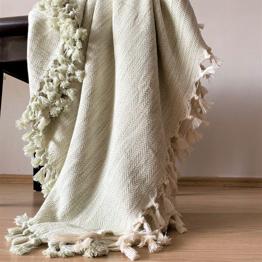 Adana Handmade Cotton Blanket – Coastal Farmhouse Throw, Sustainable Turkish Blanket, 100% Cotton Lightweight Throw for Home & Beach