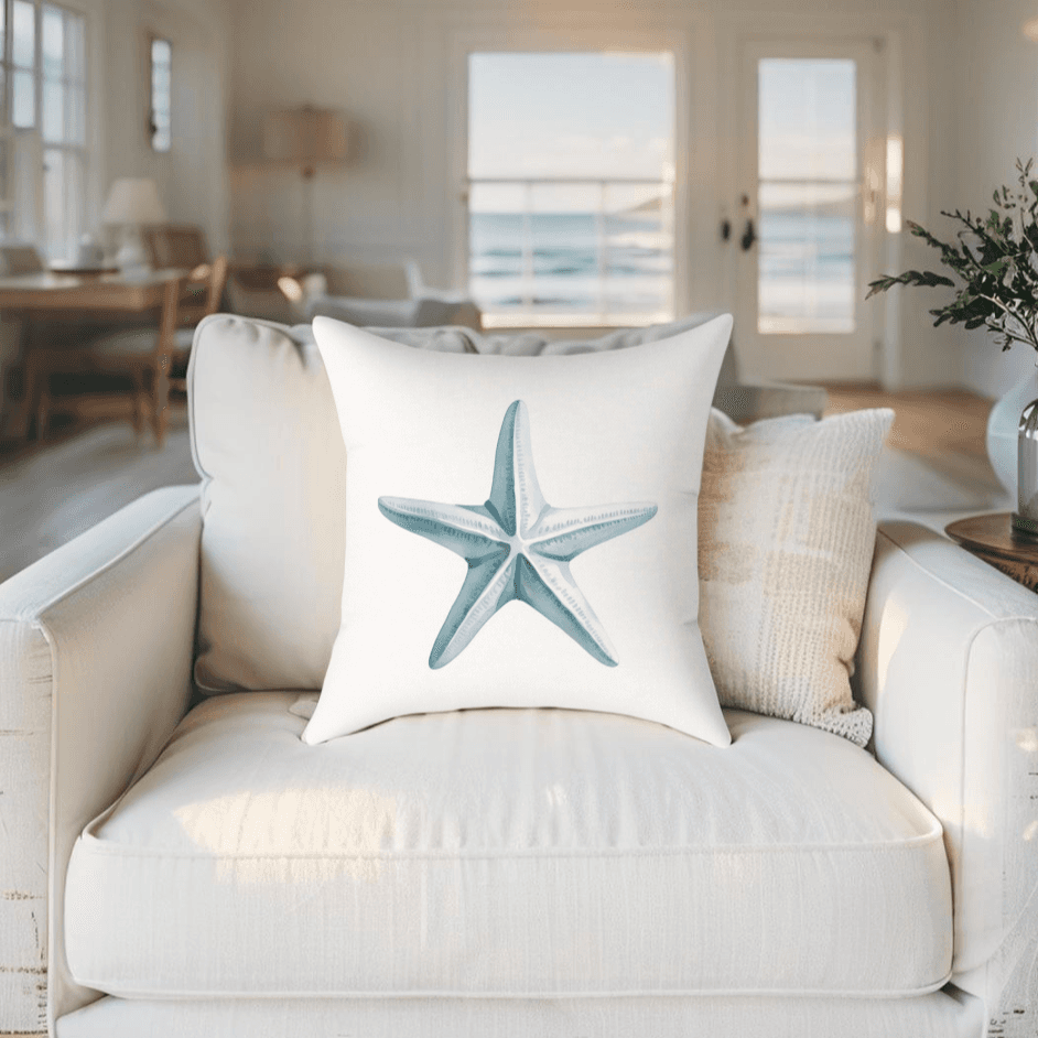 Beach-style throw pillow with a soft nautical touch for summer interiors