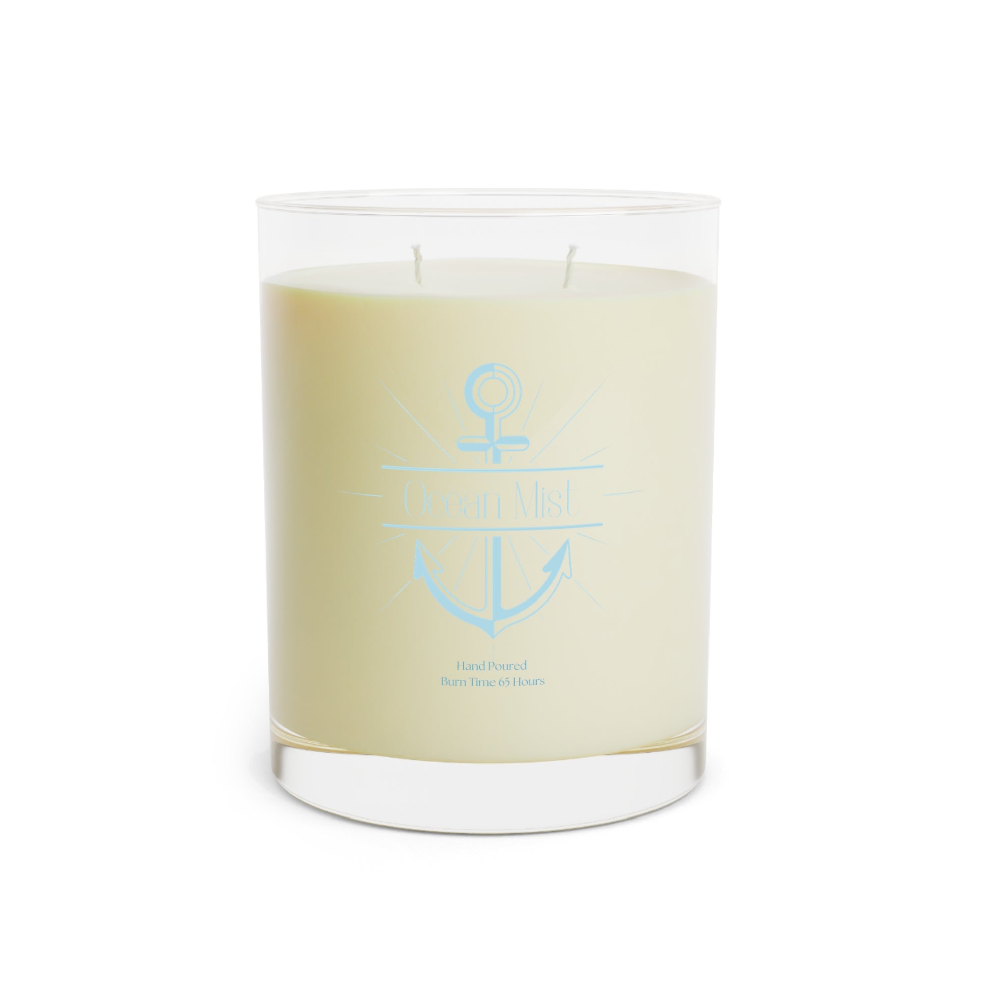 Hand-poured Ocean Mist Candle with a long-lasting clean and fresh scent.