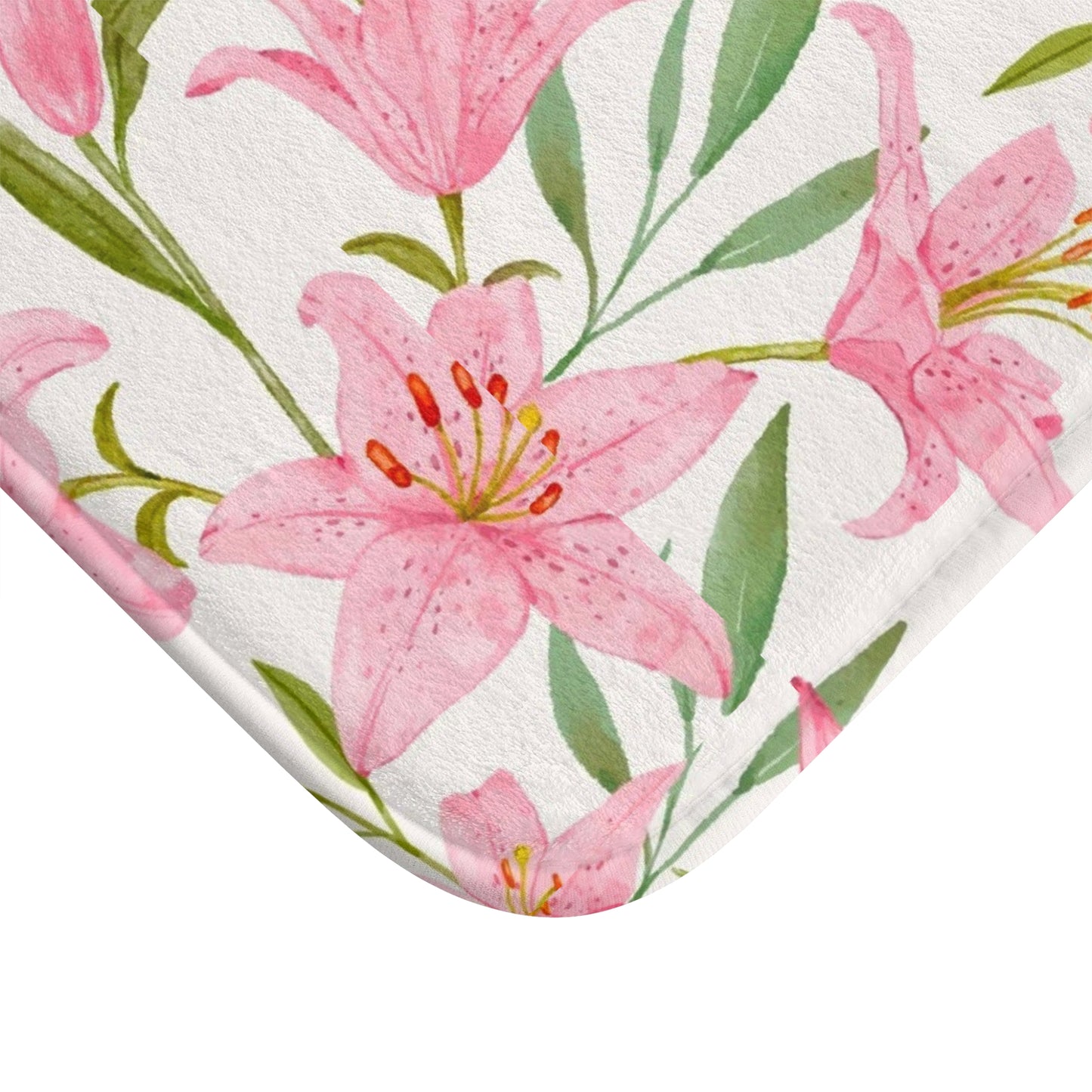 Botanical garden bath mat with a lush floral print, bringing nature indoors.