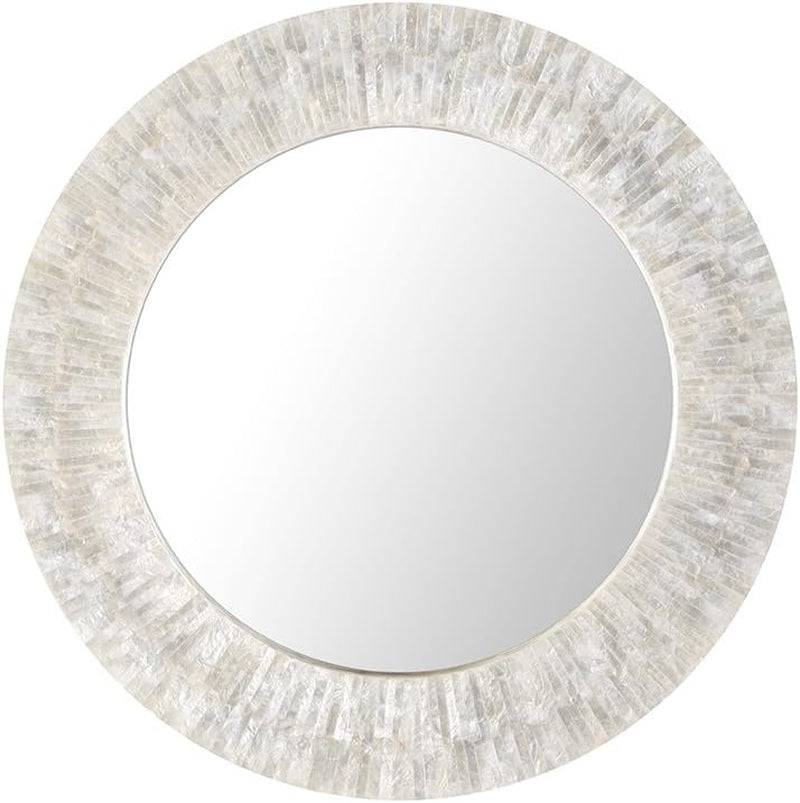 Beach-inspired decorative wall mirror with seashell frame