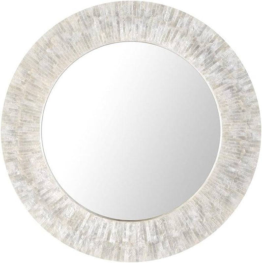 Beach-inspired decorative wall mirror with seashell frame