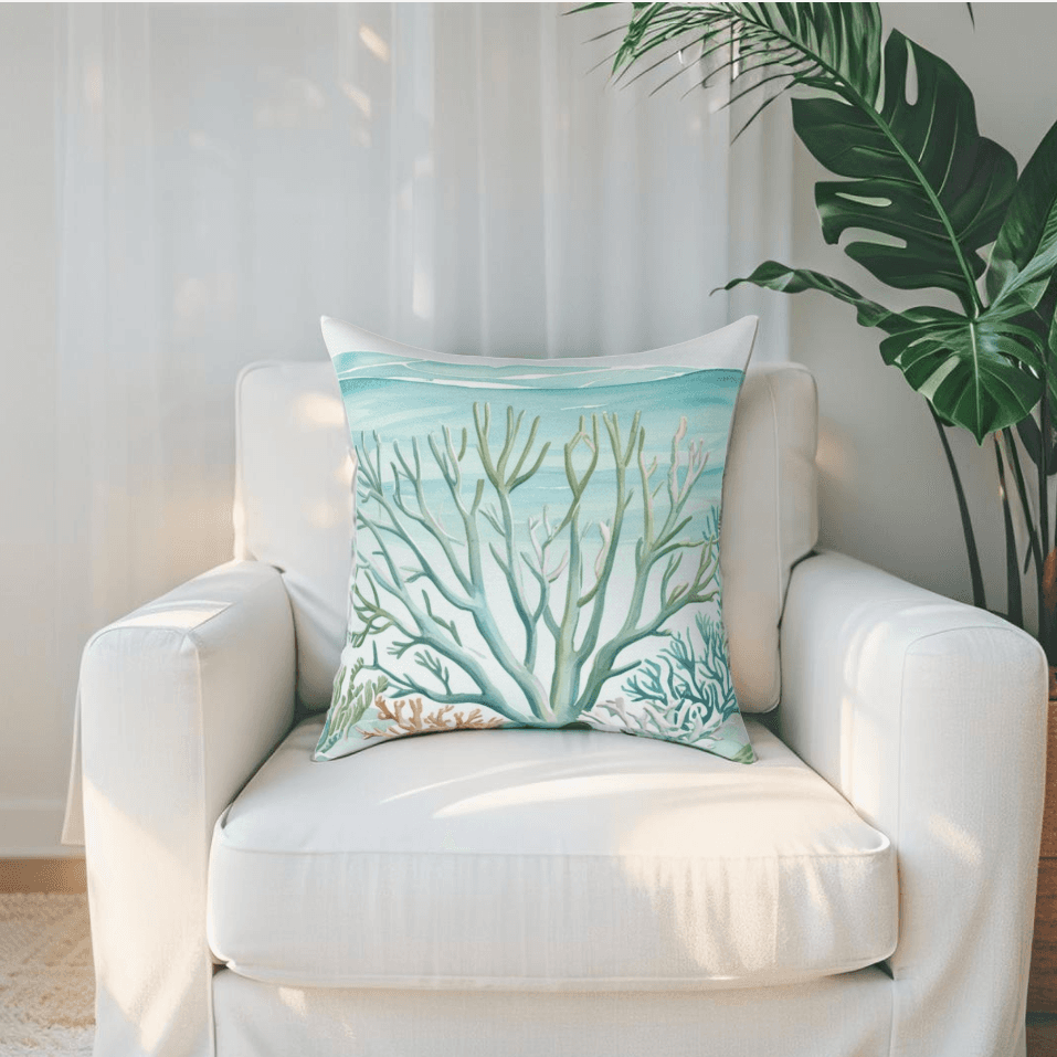 18x18 coastal throw pillow—ideal for refreshing your summer home look