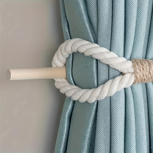 Coastal rope curtain tie backs for beach home decor
