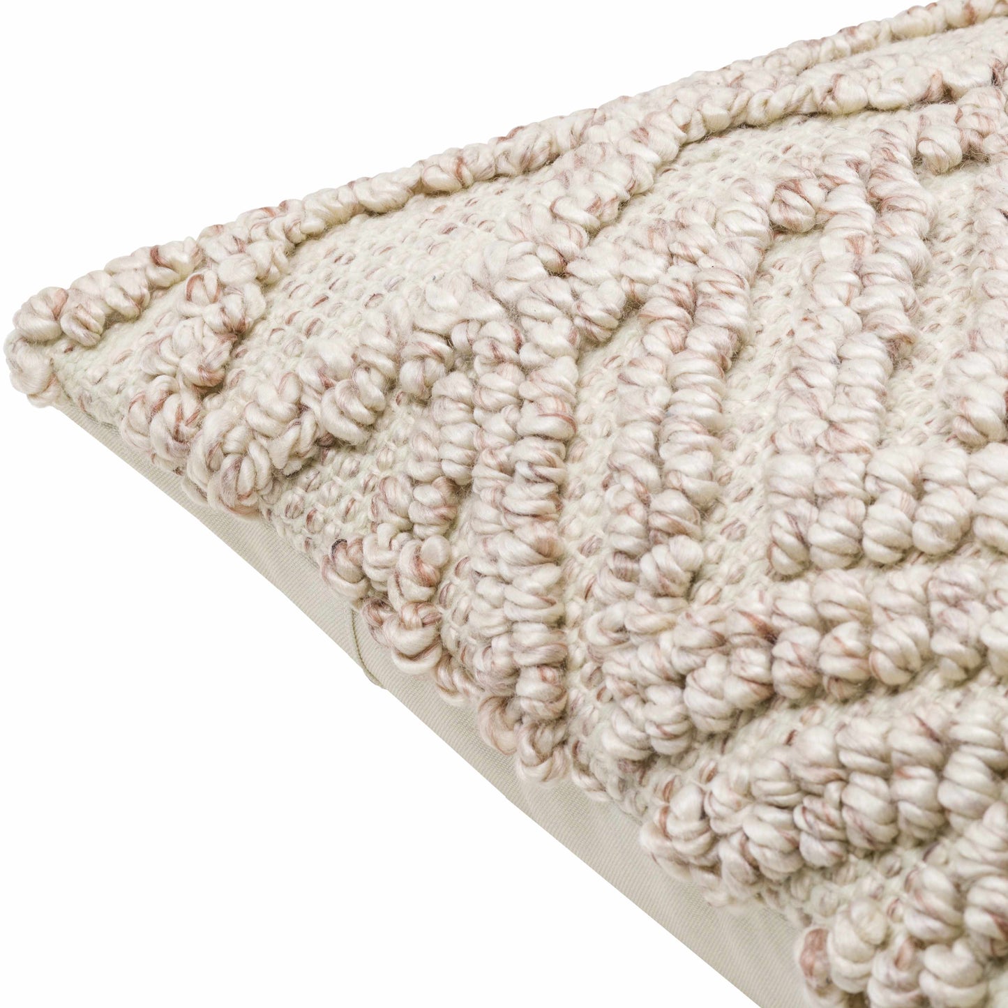 Coastal-inspired white pillow with woven design