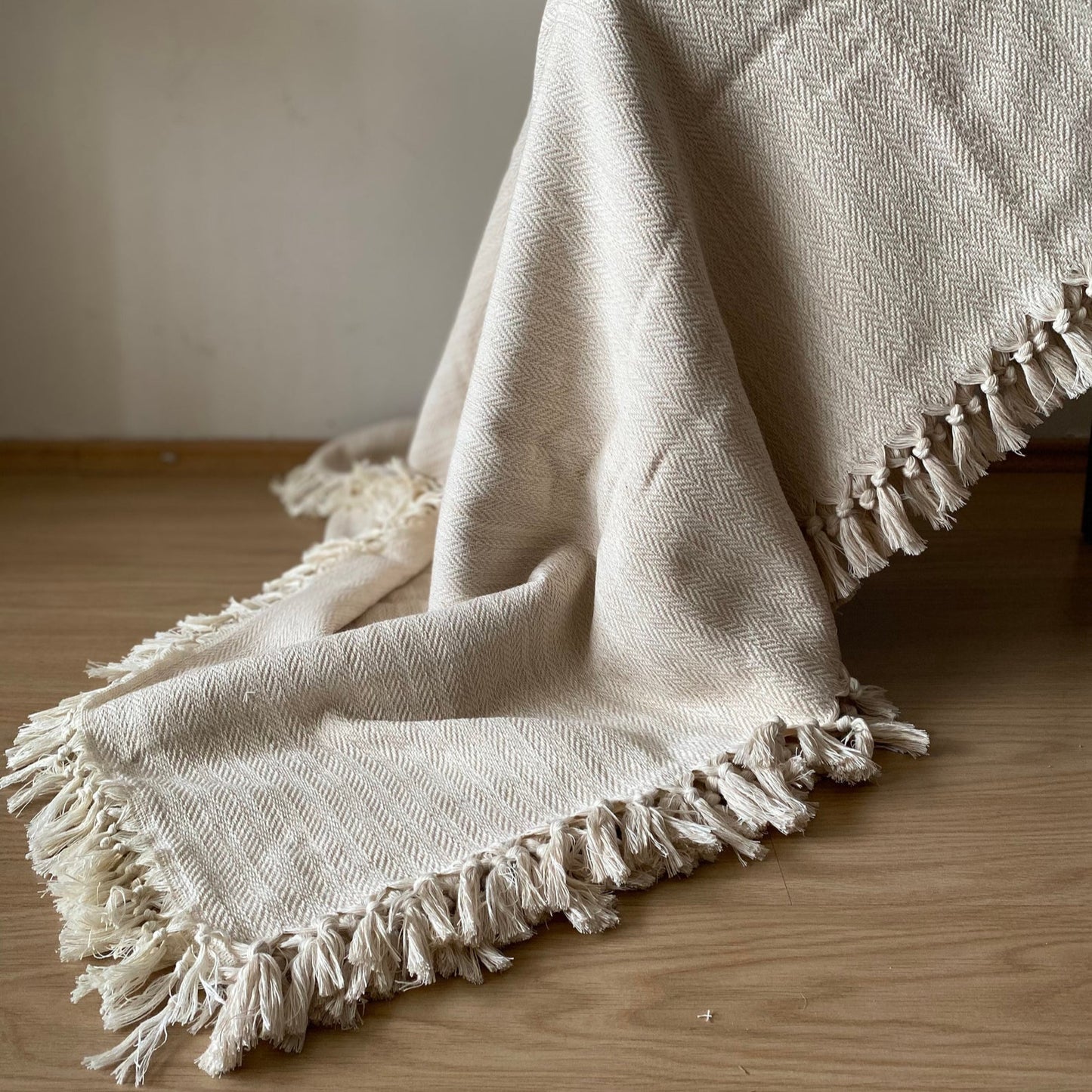 Adana Handmade Cotton Blanket – Coastal Farmhouse Throw, Sustainable Turkish Blanket, 100% Cotton Lightweight Throw for Home & Beach