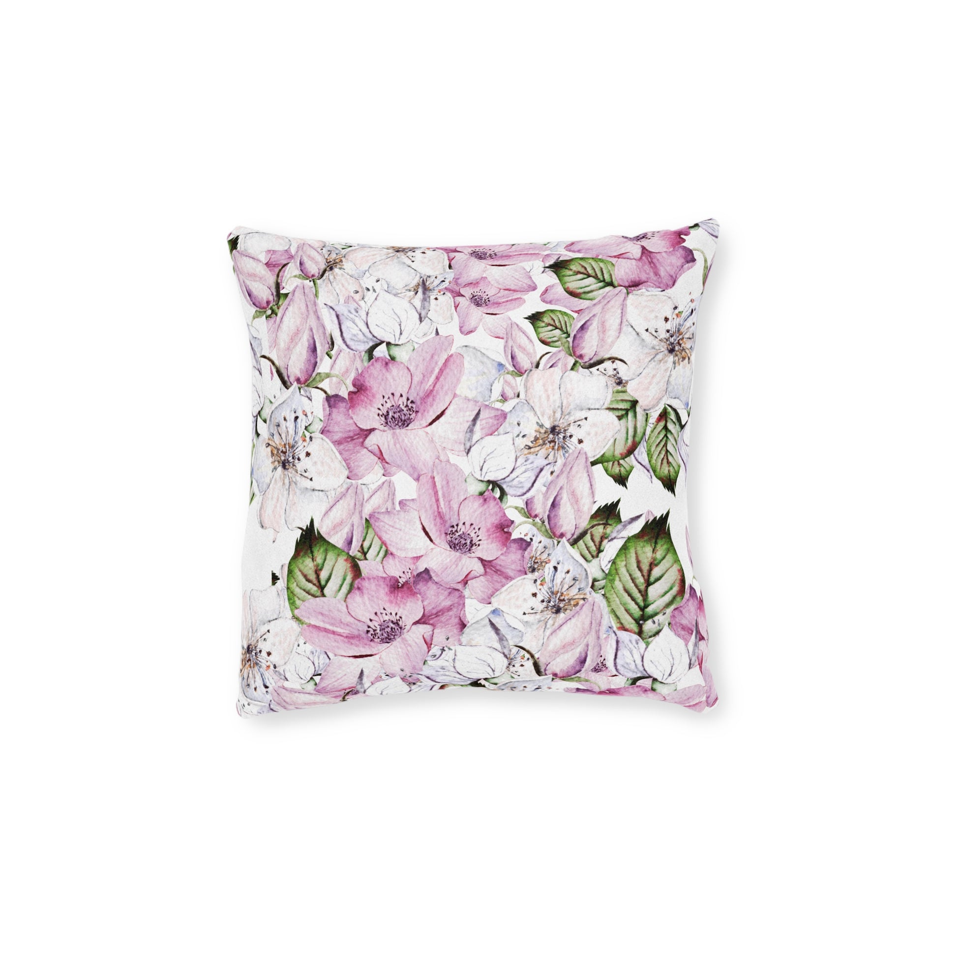 Elegant floral throw pillow with delicate flower patterns, ideal for spring home decor