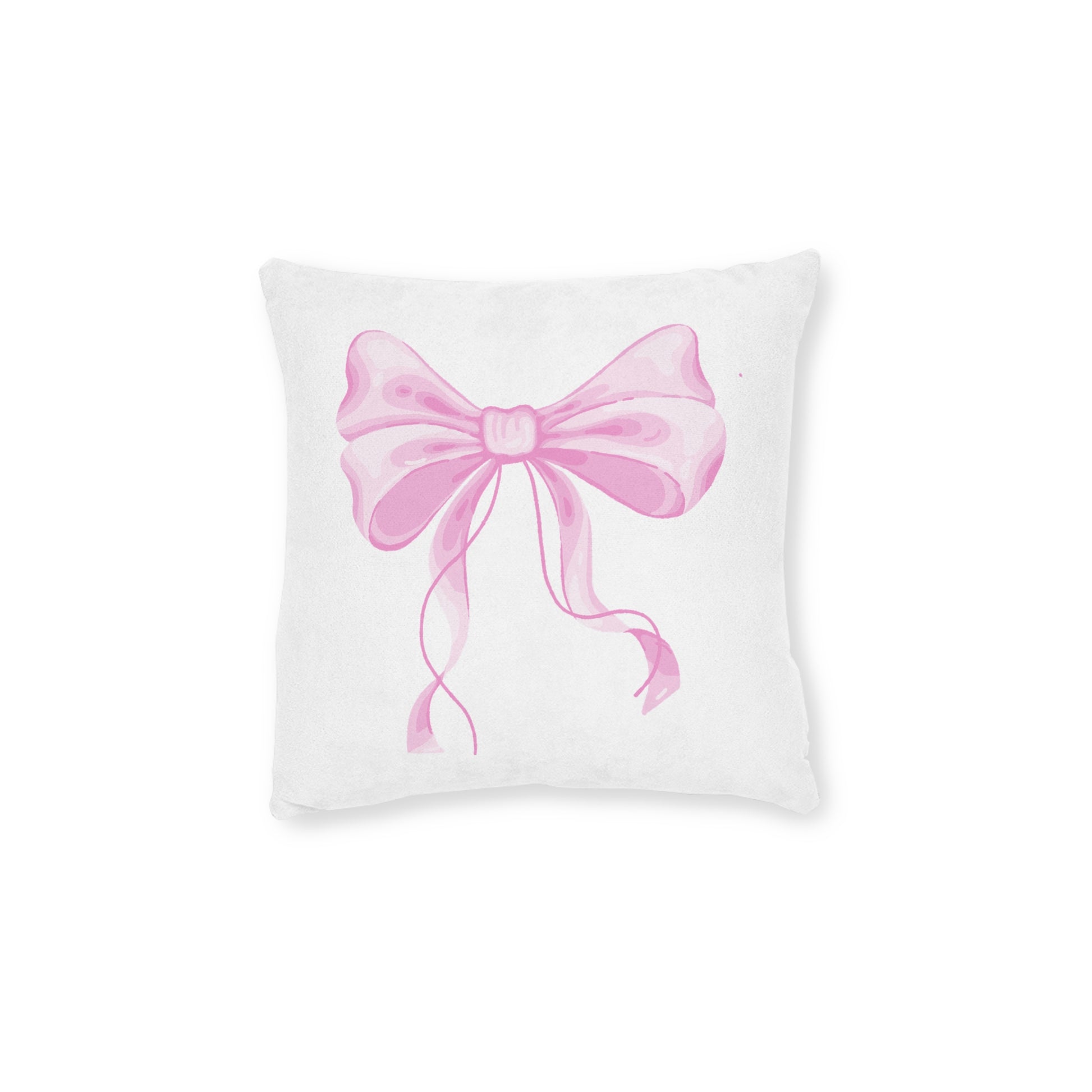 Girly throw pillow with pink bow for feminine home style