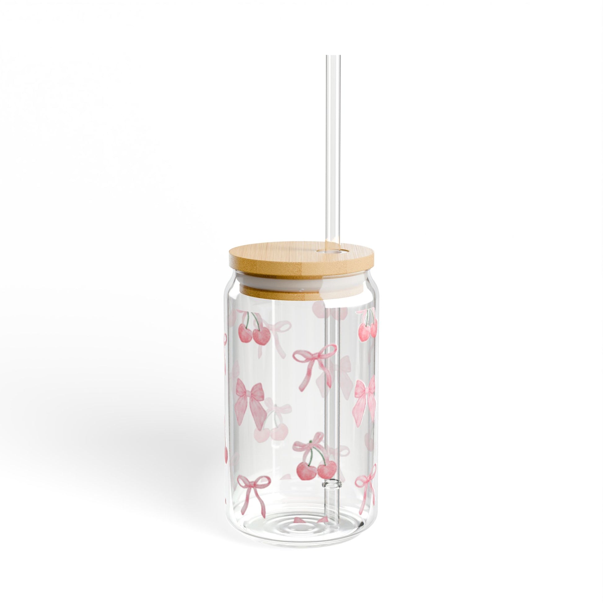 Minimalist sipper glass featuring a simple cherry illustration, perfect for a sleek look