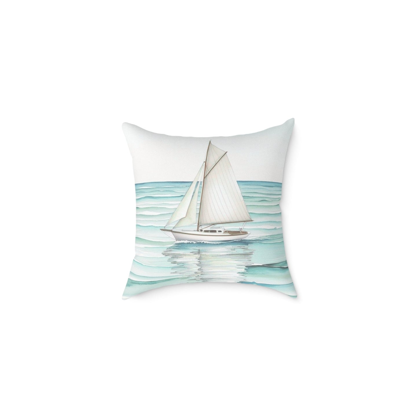 Coastal accent pillow with soft ocean tones, perfect for a lake house or sailing enthusiast