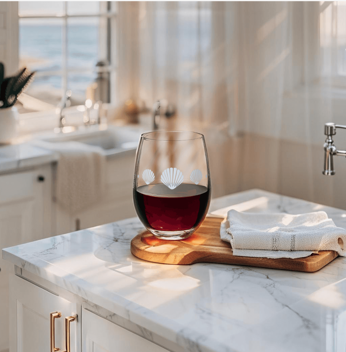 Nautical seashell wine glass perfect for cocktails and beachside entertaining