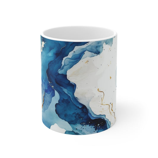 Stylish blue marble mug for coffee lovers