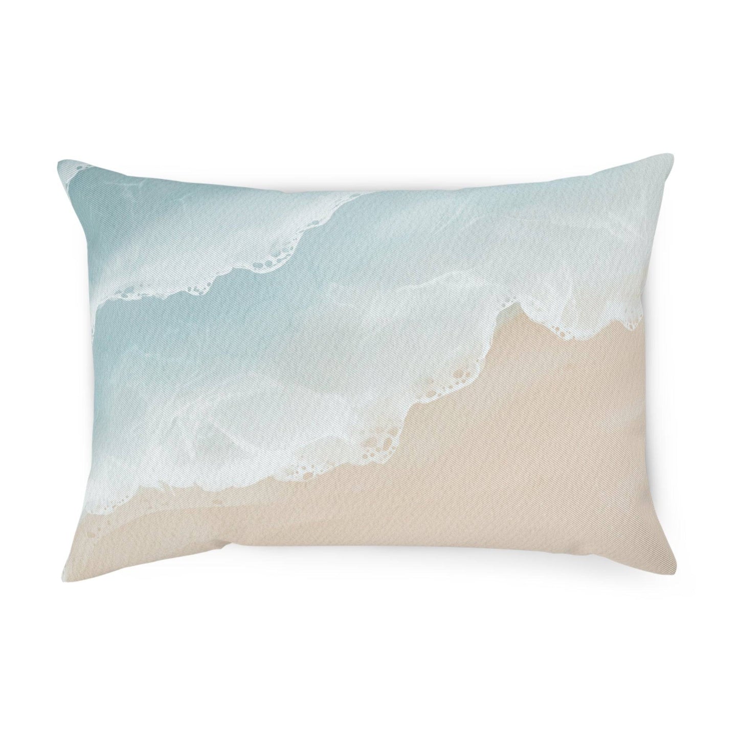 Relaxing beach aesthetic pillow designed for calming coastal environments.