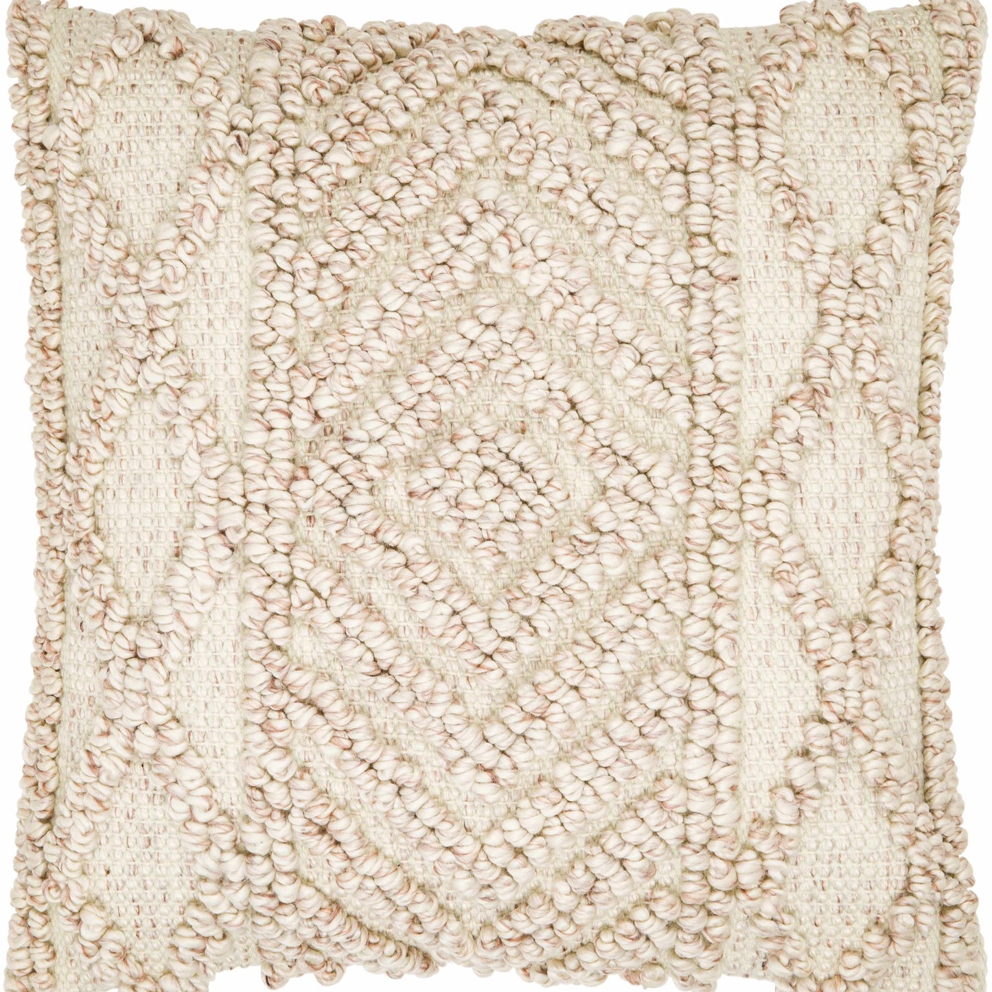 Cozy coastal living room décor with neutral woven pillow
