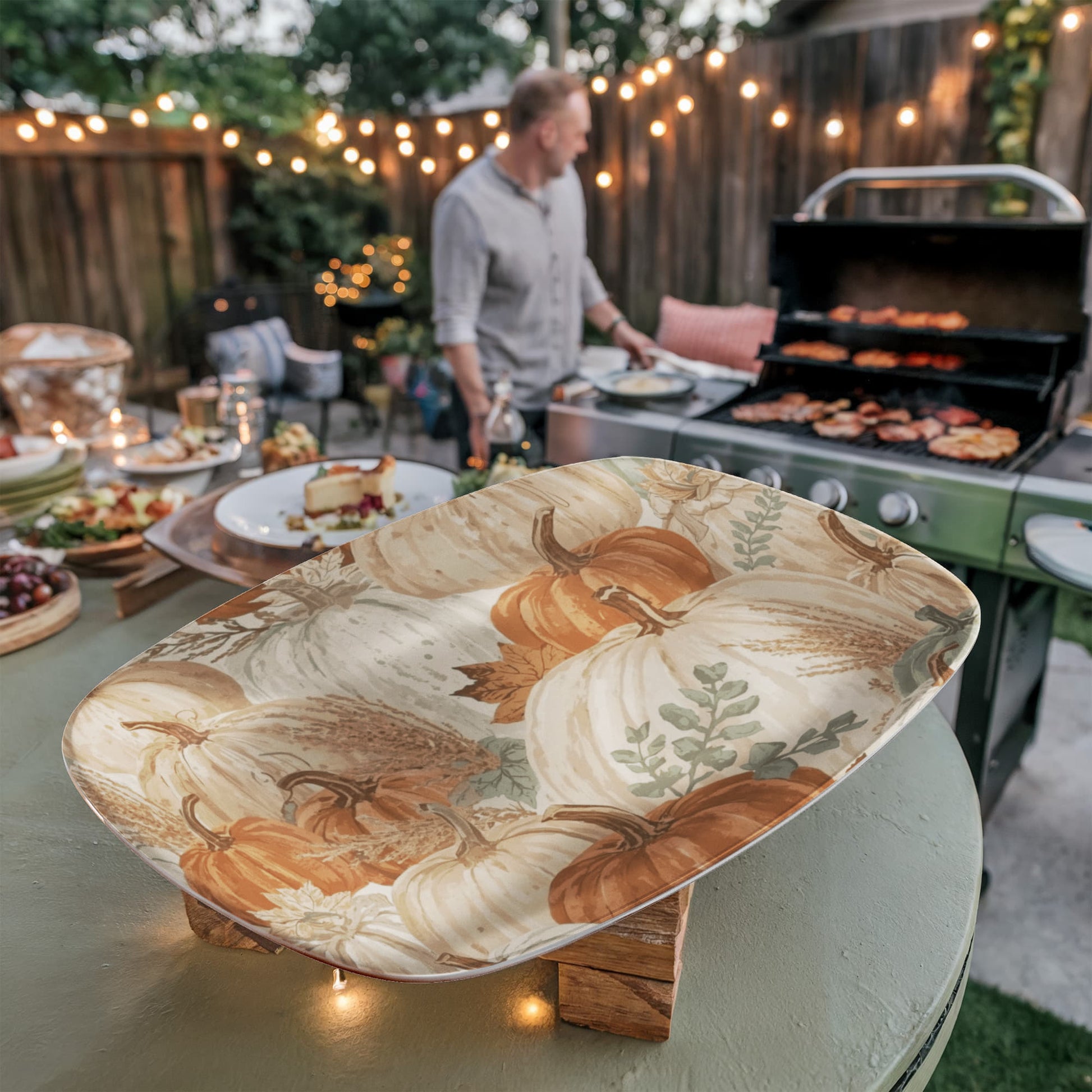 Farmhouse autumn pumpkin tableware platter.