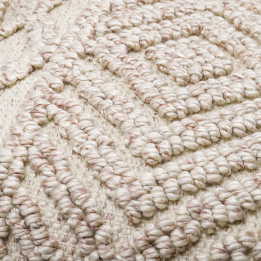 White textured throw pillow with boho modern design